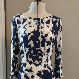 OP Lauren Ralph Lauren Navy Watercolor Petite Sheath Dress